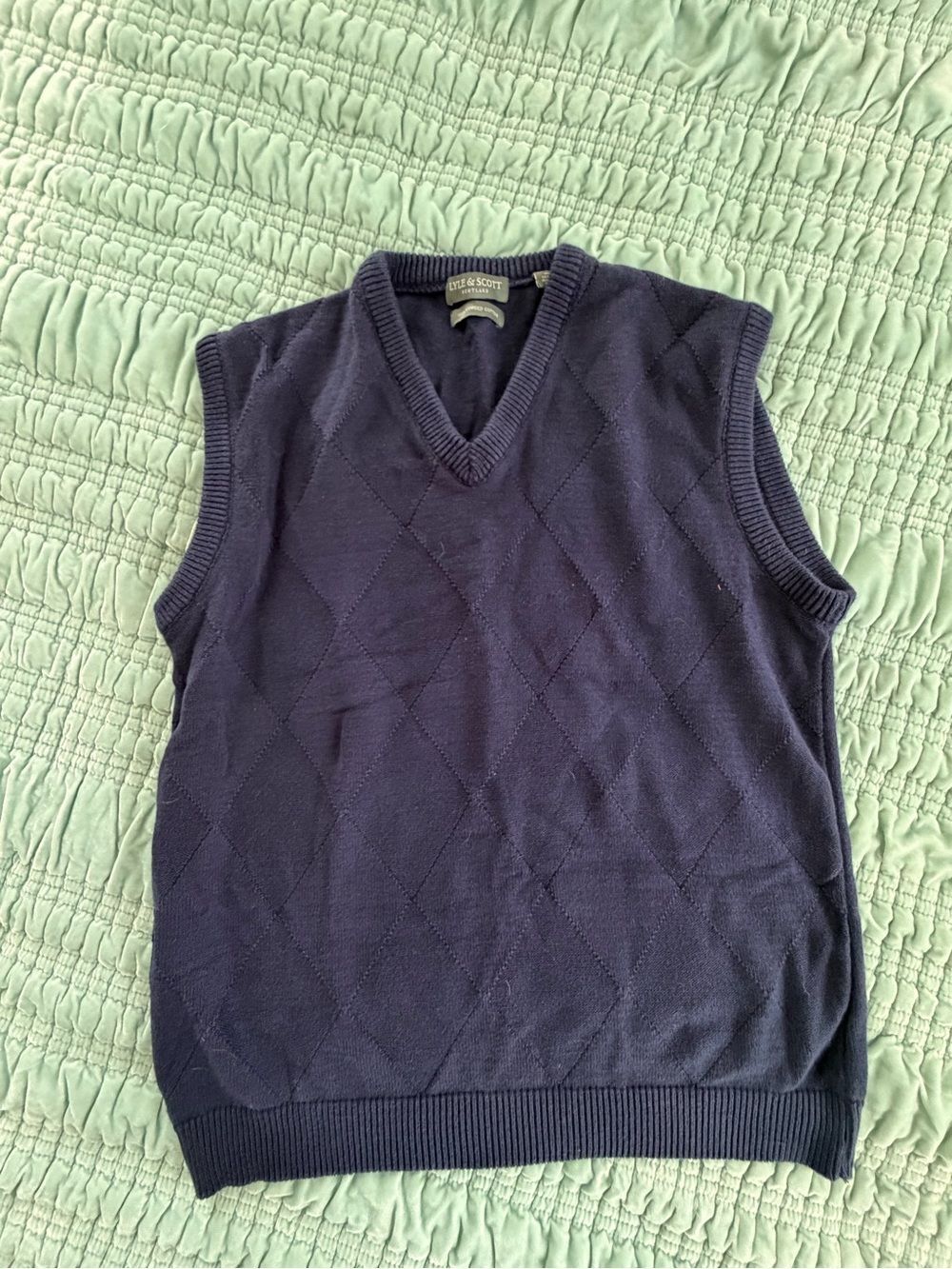 Lyle & Scott Navy Cotton Crewneck Sweater-Large